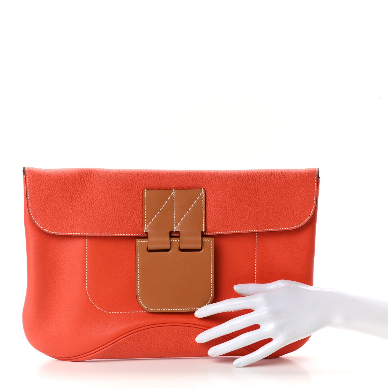 Hermes Swift Taurillon Clemence Vache Hunter Virevolte Pochette Orange Poppy 2 of 7