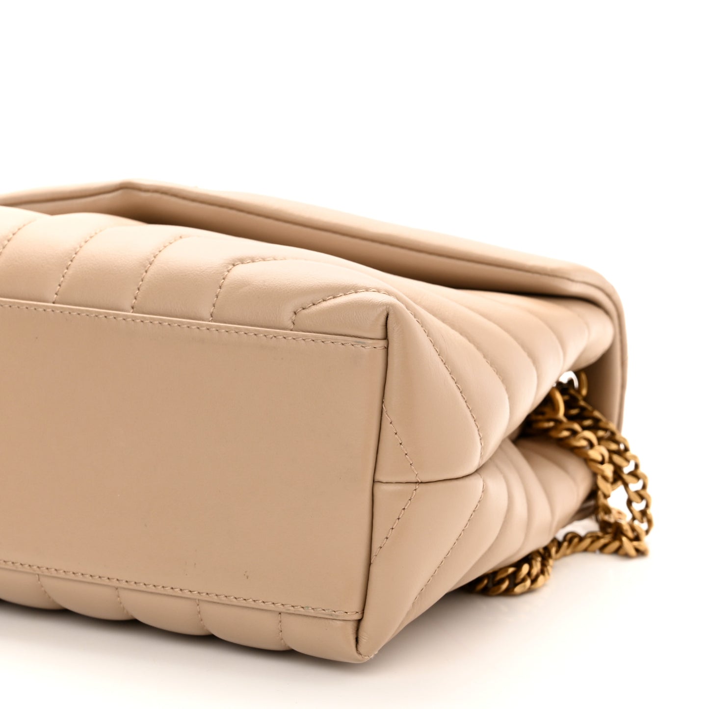 Calfskin Y Quilted Monogram Small Loulou Chain Satchel Dark Beige