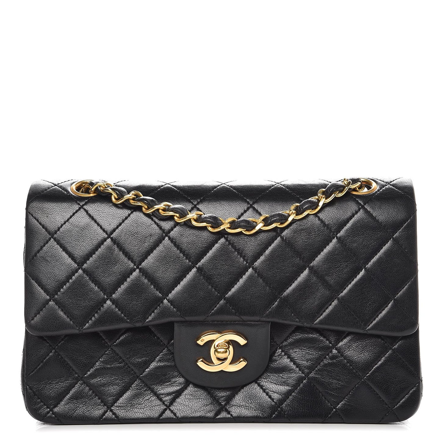 Lambskin Quilted Small Double Flap Black