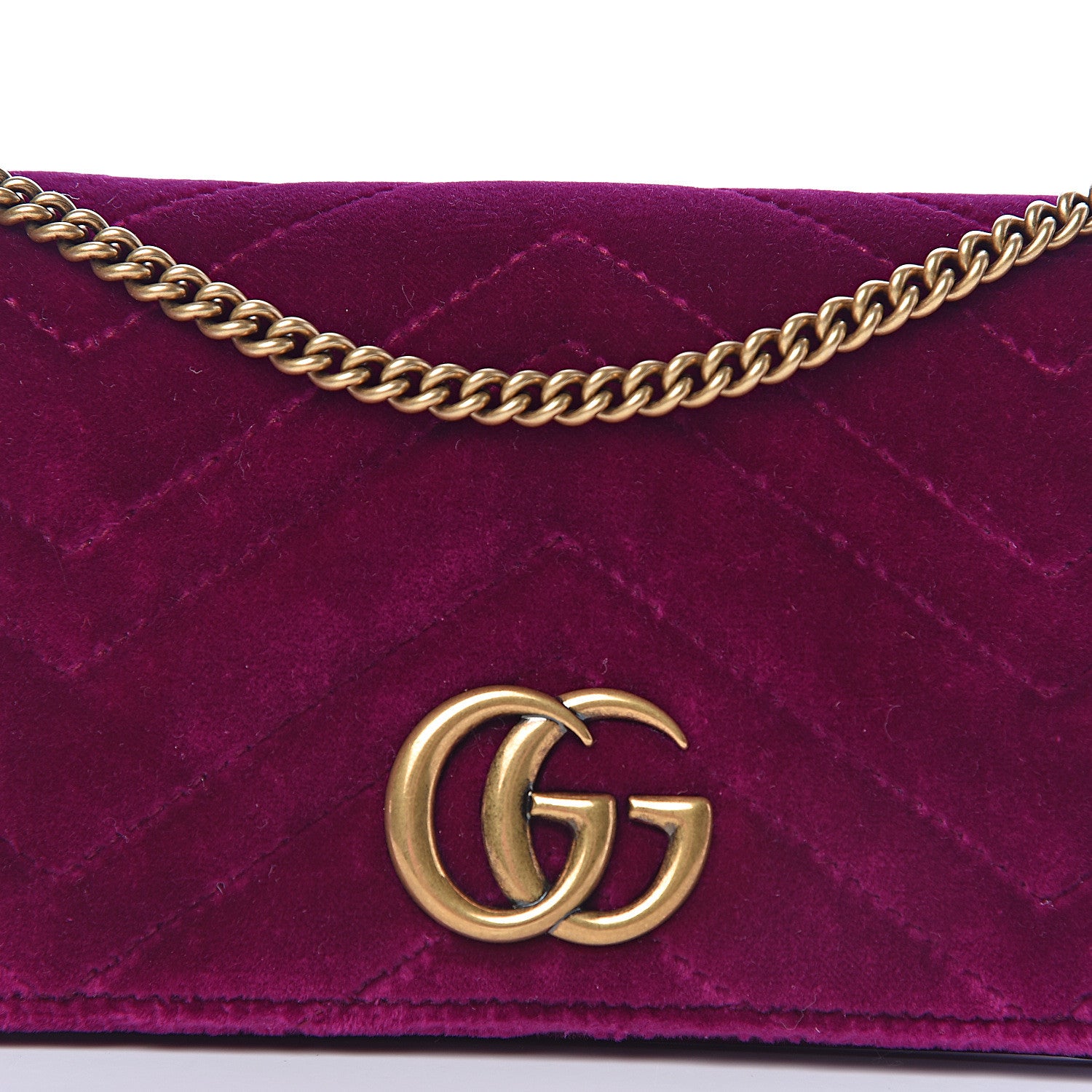 Gucci Velvet Matelasse GG Marmont Mini Bag Fuchsia Violet Cyclamen 9 of 10
