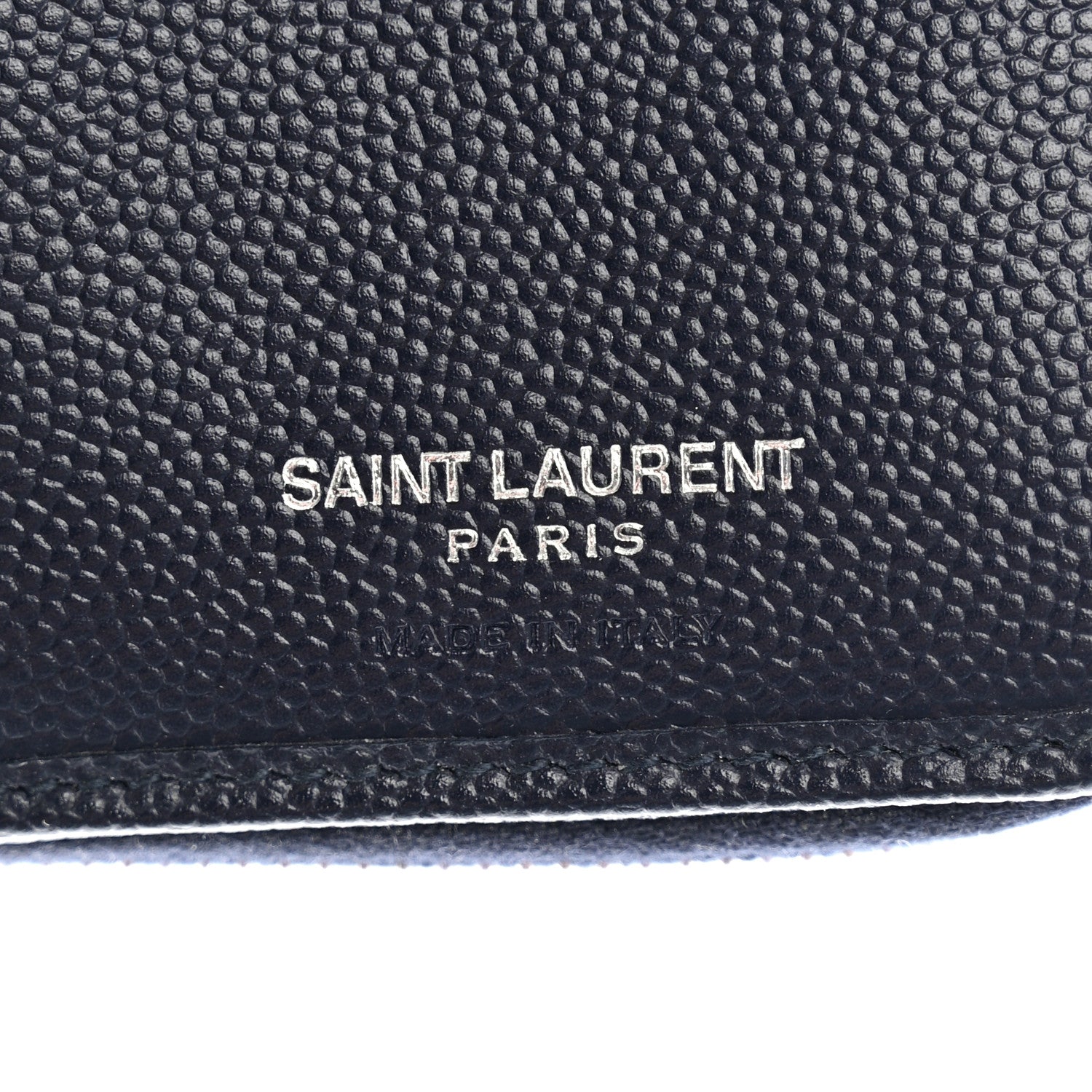 Saint Laurent Grain De Poudre Matelasse Chevron Monogram Compact Zip Around Wallet Deep Marine 6 of 7