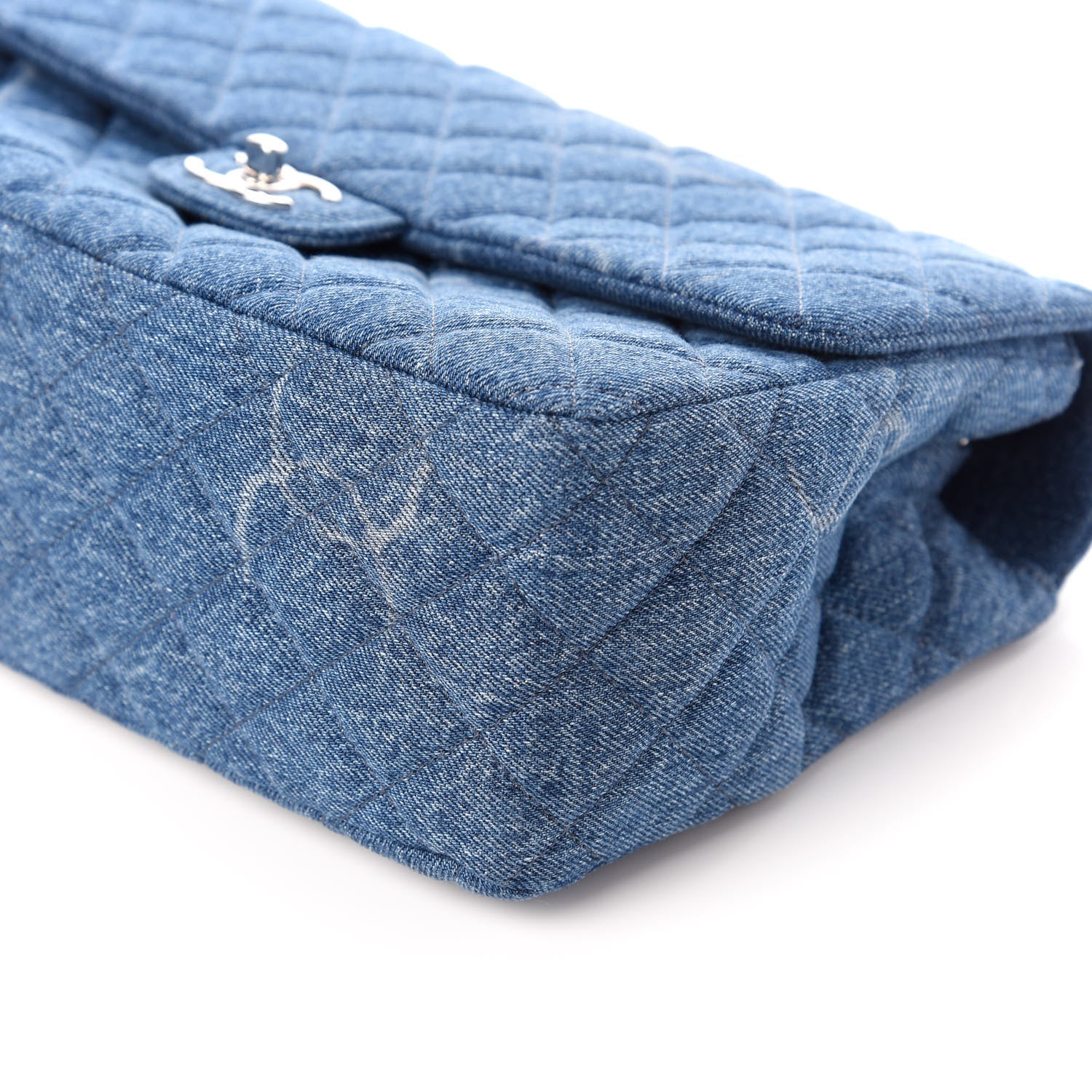 Chanel Denim Quilted CC Print Jumbo Single Flap Blue 10 of 10