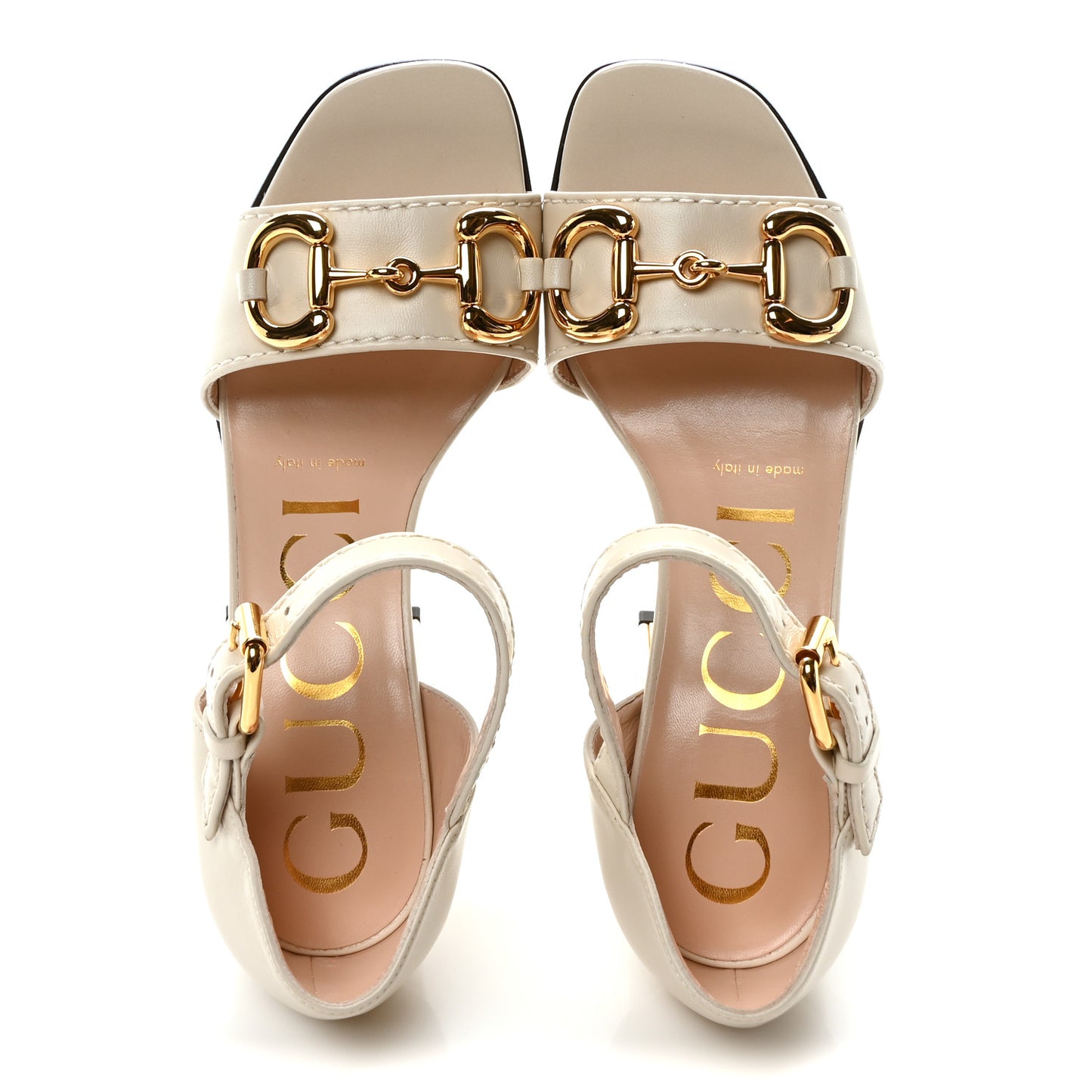 Nappa Horsebit Cross Strap 95mm Sandals 35 Mystic White