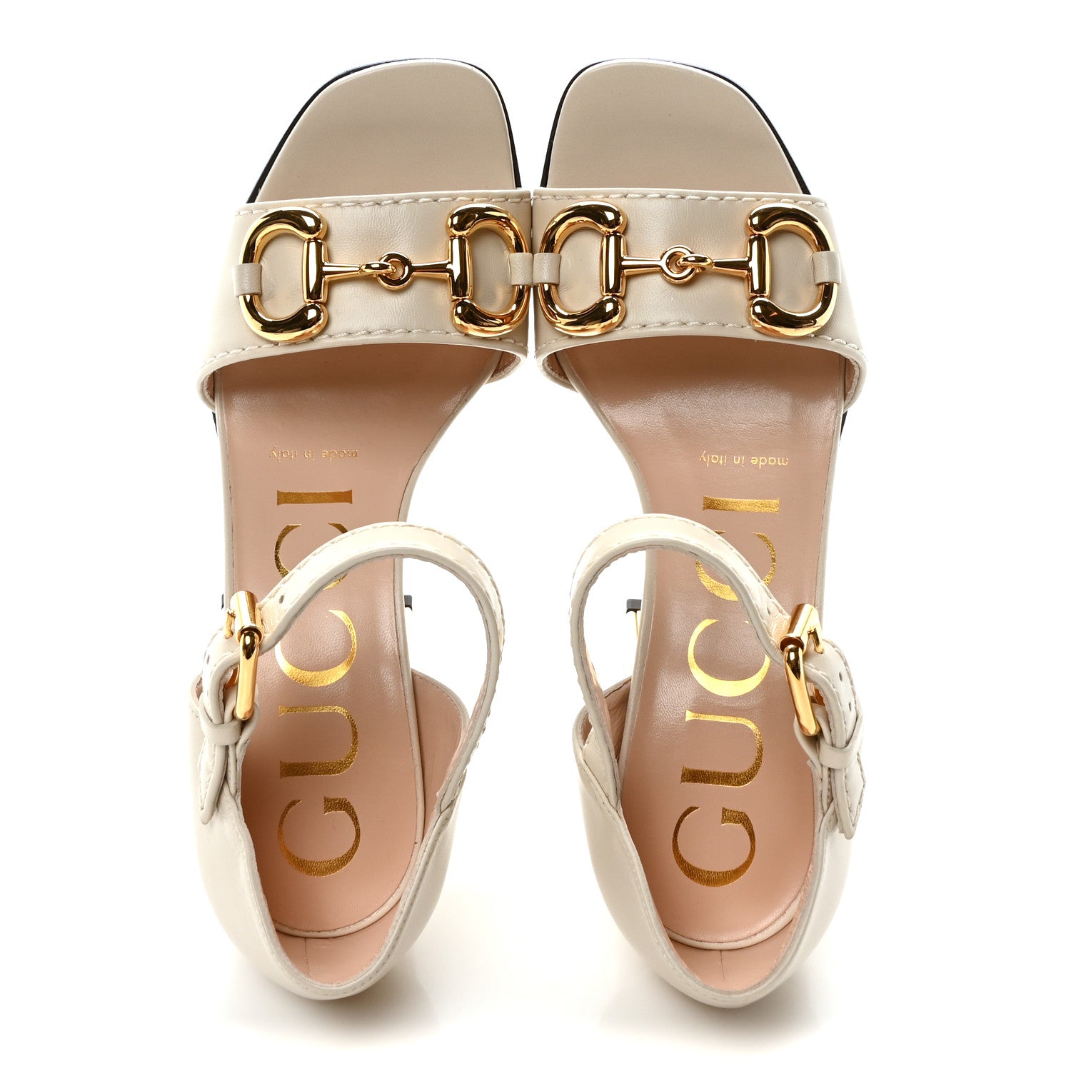 Gucci Nappa Horsebit Cross Strap 95mm Sandals 35 Mystic White 2 of 9