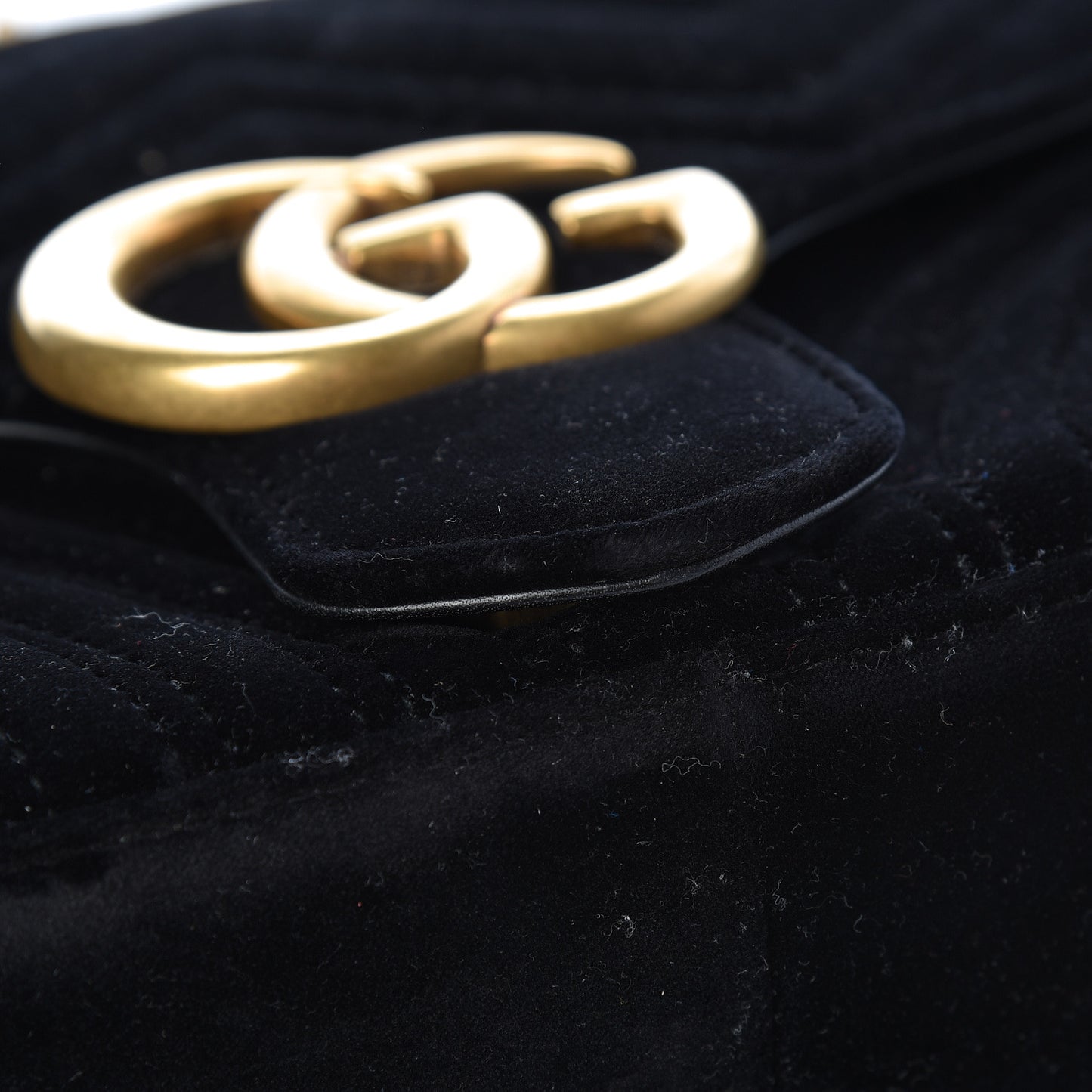 Velvet Matelasse Medium GG Marmont Shoulder Bag Black