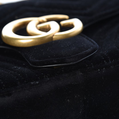 Gucci Velvet Matelasse Medium GG Marmont Shoulder Bag Black 14 of 15