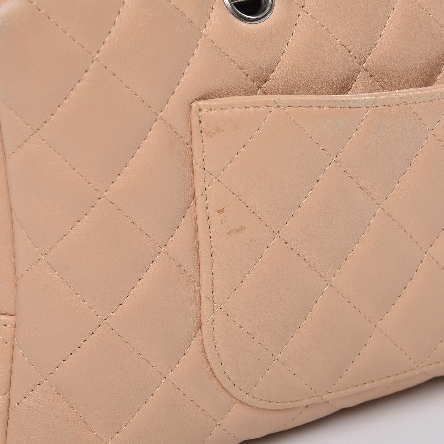 Calfskin Quilted Large Cambon Bowler Beige Black
