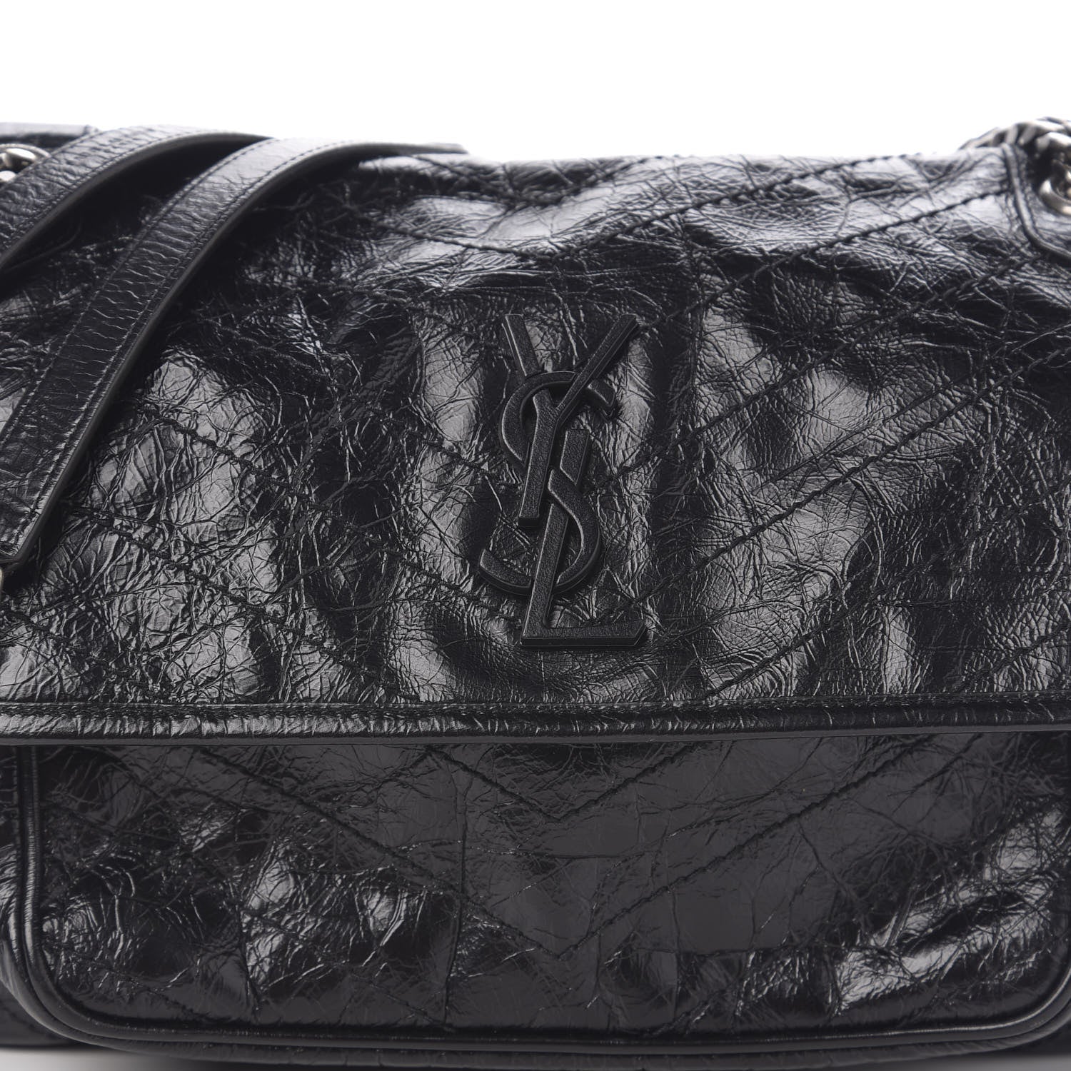 Saint Laurent Crinkled Calfskin Matelasse Monogram Medium Niki Chain Satchel Black 8 of 8