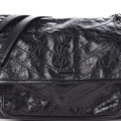 Saint Laurent Crinkled Calfskin Matelasse Monogram Medium Niki Chain Satchel Black 9 of 9