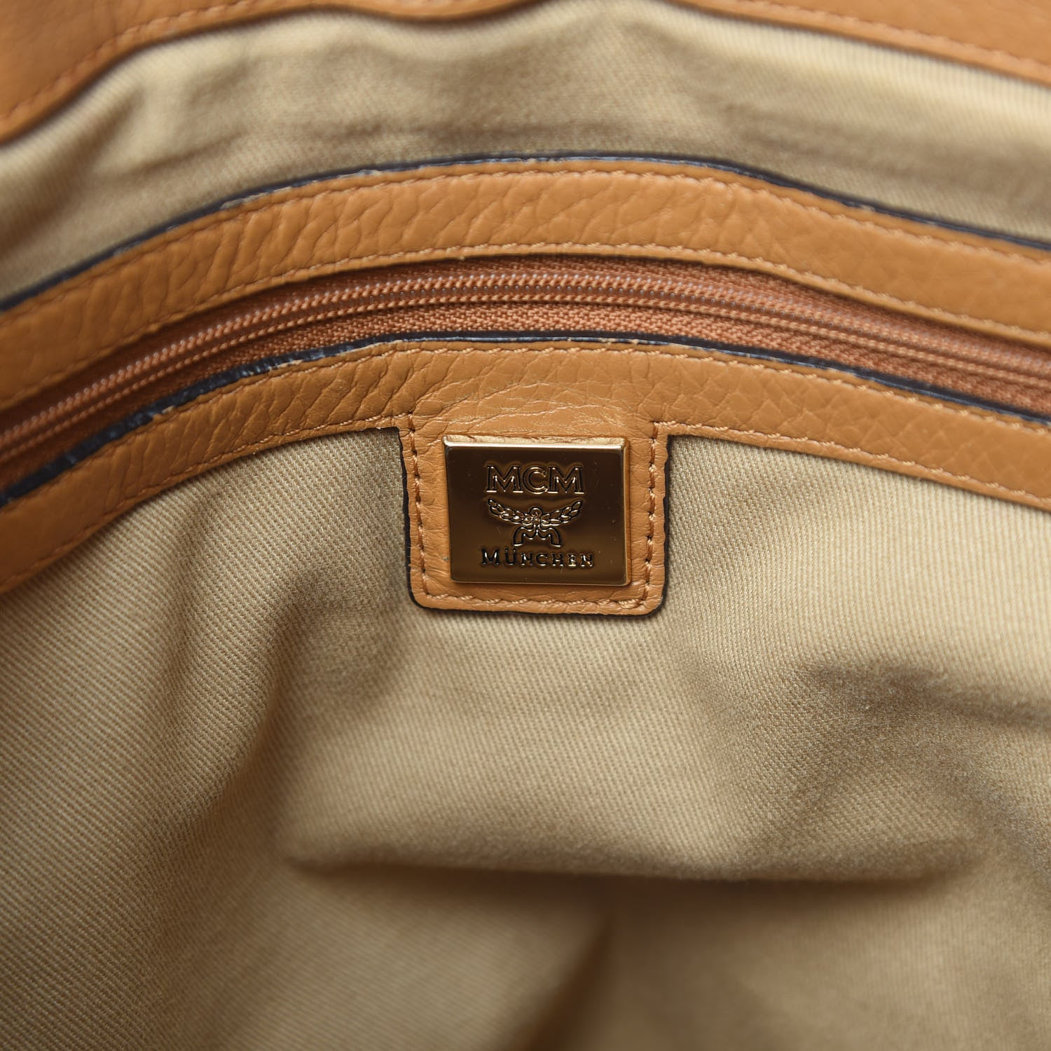 MCM Visetos Medium Essentials Shopper Tote Cognac 7 of 17