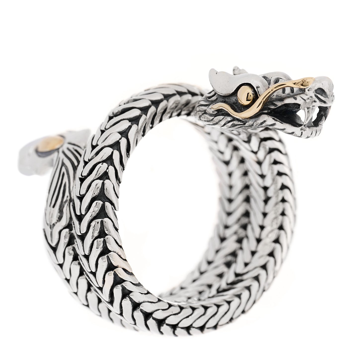 Sterling Silver 18K Yellow Gold Naga Dragon Coil Ring 57 8