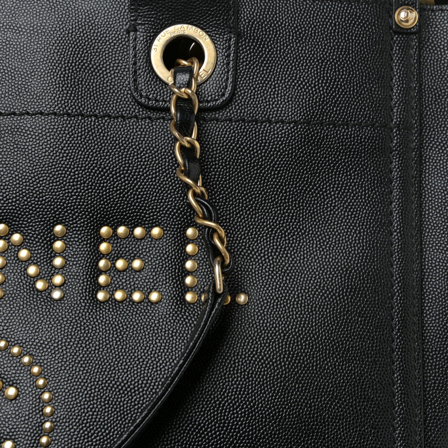 Chanel Caviar Small Studded Deauville Tote Black 6 of 12