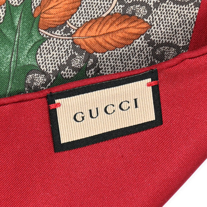 Gucci Silk Twill GG Monogram Special Florio Square Scarf Beige Red 12 of 24