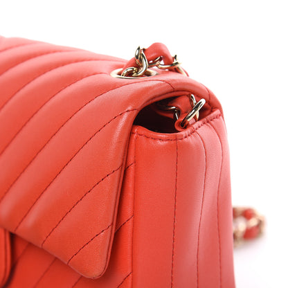 Chanel Lambskin Chevron Quilted Mini Rectangular Flap Red 12 of 13