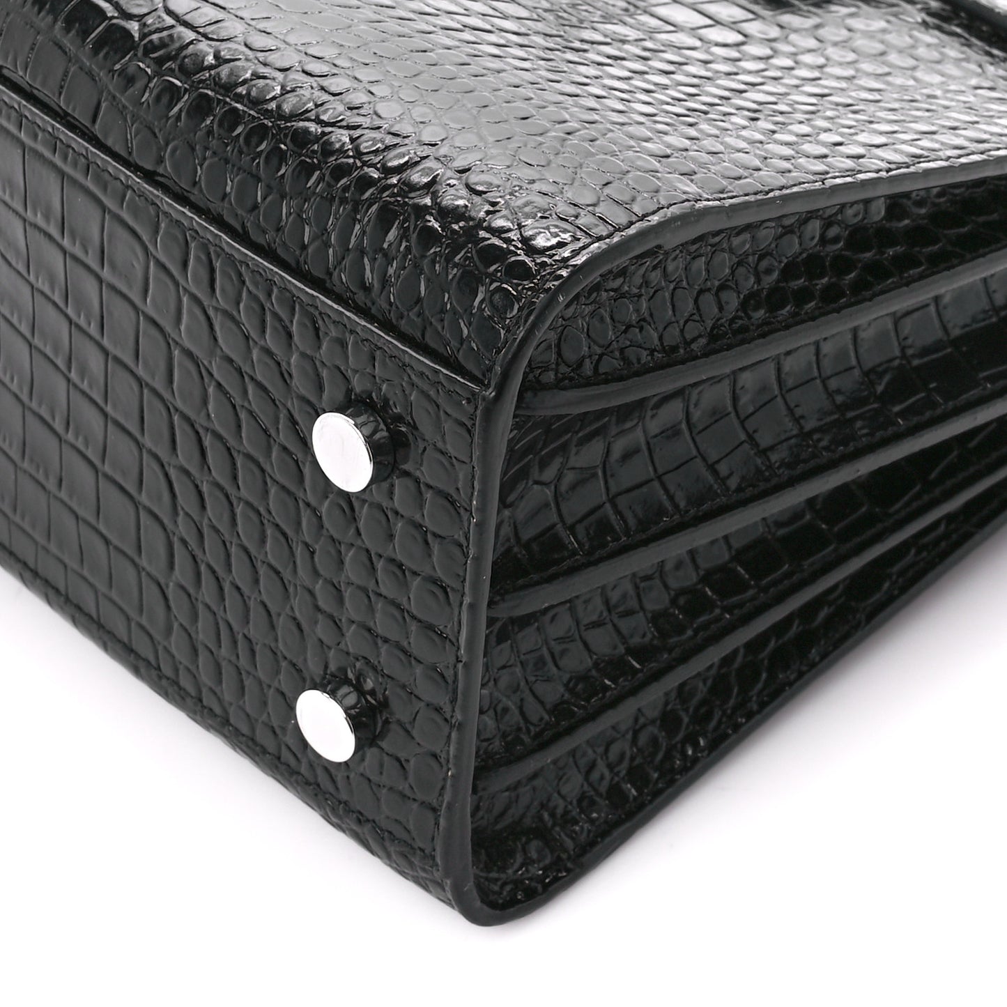 Calfskin Crocodile Embossed Baby Sac De Jour Black