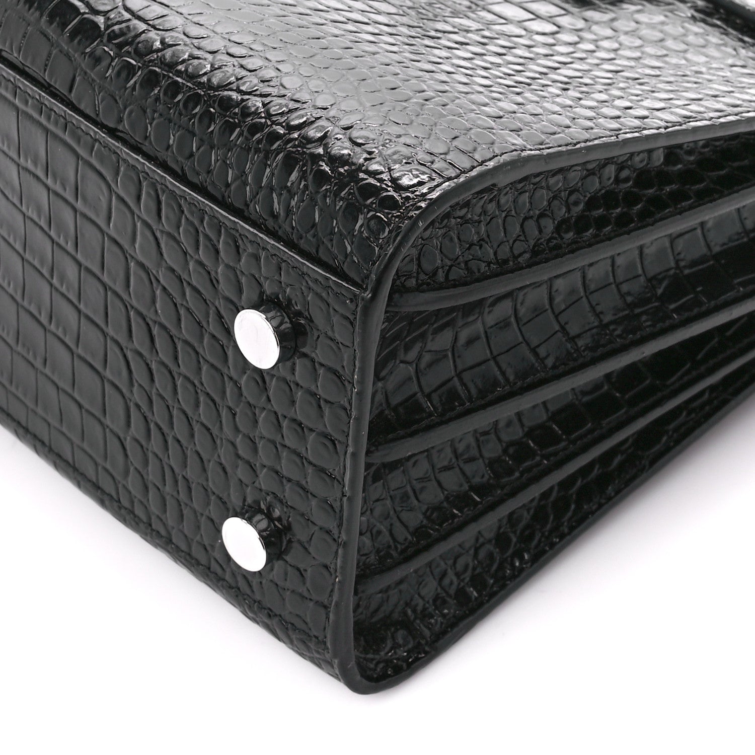 Saint Laurent Calfskin Crocodile Embossed Baby Sac De Jour Black 11 of 12