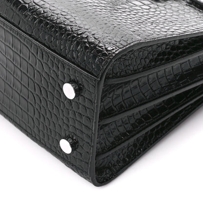 Saint Laurent Calfskin Crocodile Embossed Baby Sac De Jour Black 11 of 12