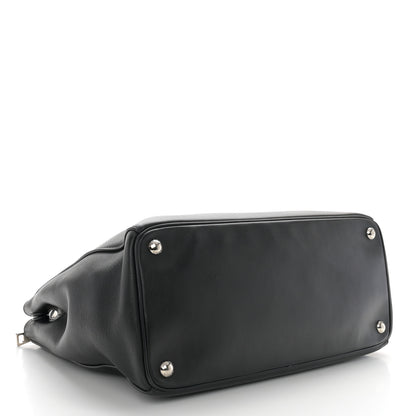 Prada City Calfskin Bi-Color Large Galleria Double Zip Tote Black 4 of 14