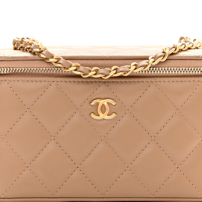 Chanel Lambskin Quilted Pearl Crush Small Vanity Case With Chain Beige 8 of 11