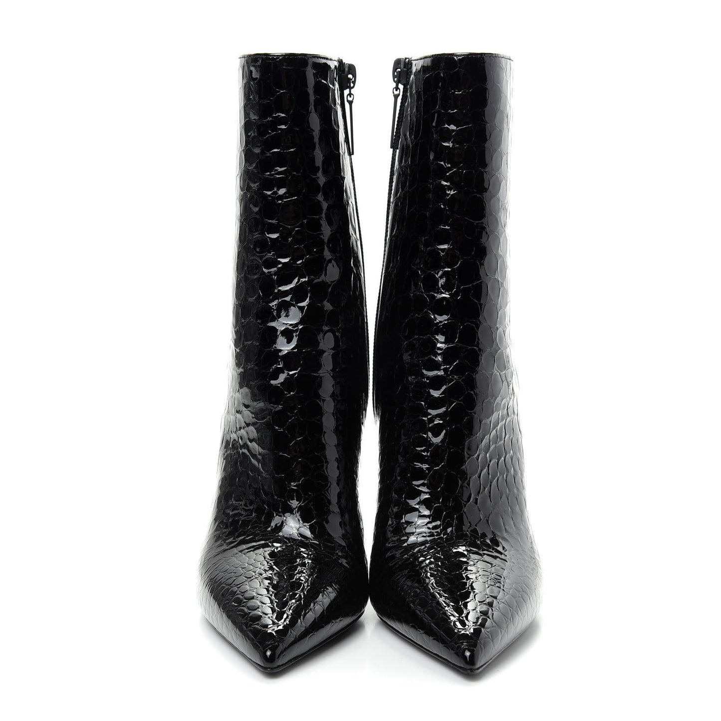 Alligator Embossed Patent Calfskin Opyum 110 Ankle Boots 38 Black