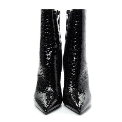 Saint Laurent Alligator Embossed Patent Calfskin Opyum 110 Ankle Boots 38 Black 2 of 11