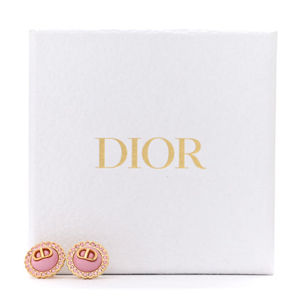 Christian Dior Metal Crystal Glass Petit CD Baroque Stud Earrings Gold Light Rose 5 of 5