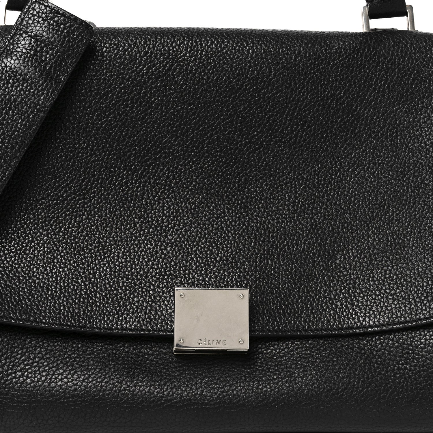 Celine Drummed Calfskin Suede Small Trapeze Black 7 of 9