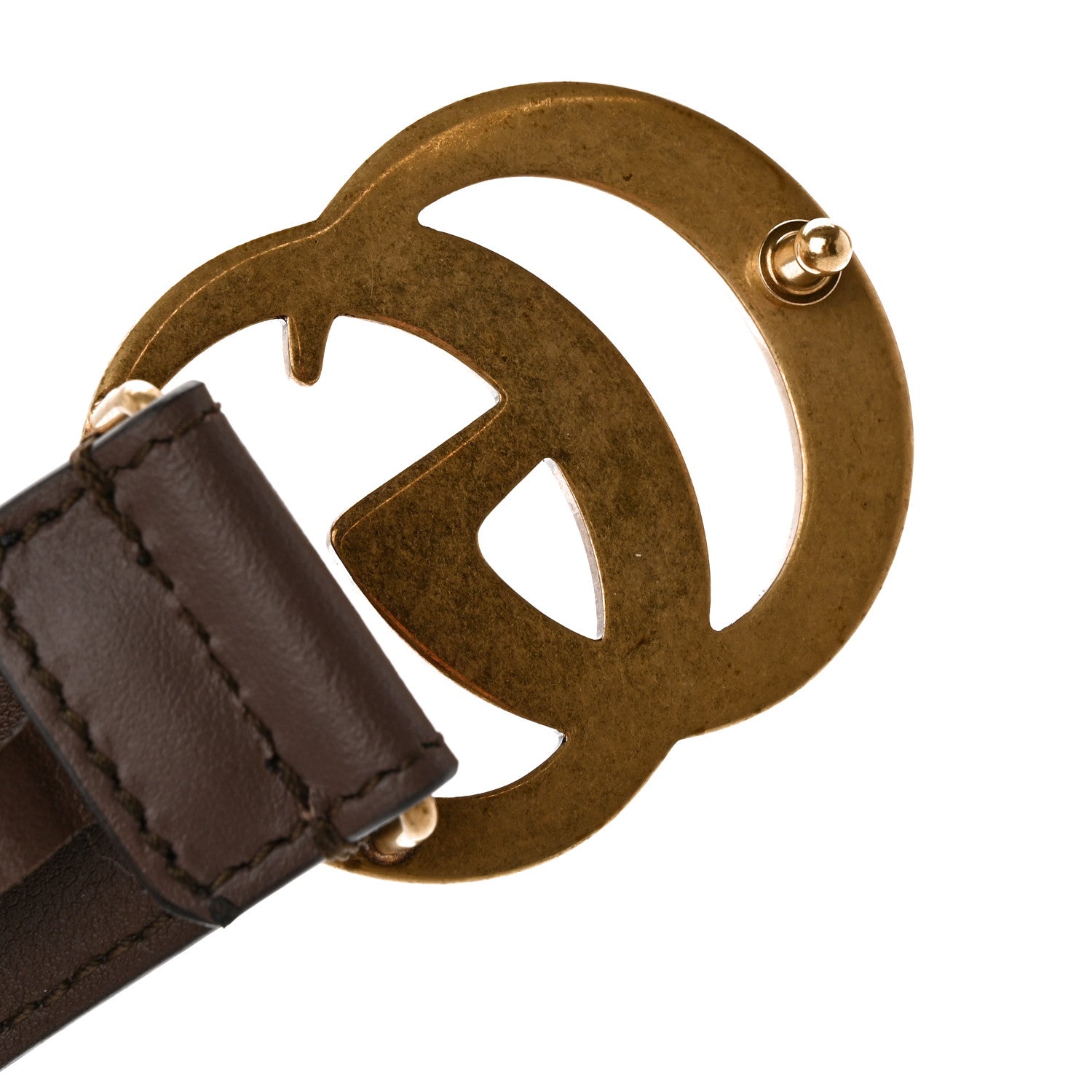Gucci GG Supreme Monogram Matte Plutone Calfskin Double G 30mm Belt 80 32 Beige Ebony New Acero 5 of 7