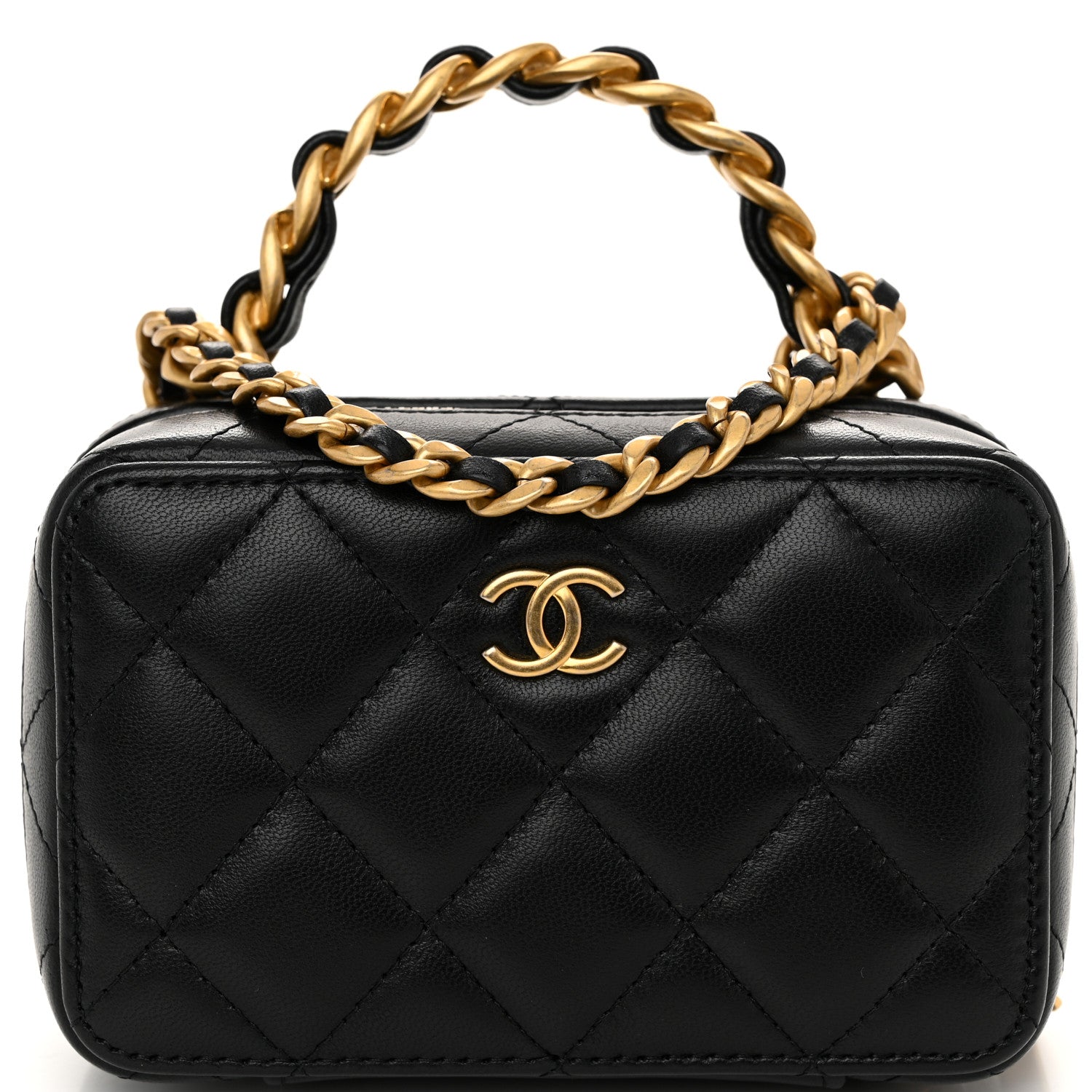 Chanel Lambskin Quilted Top Handle Mini Vanity Case Black 8 of 10