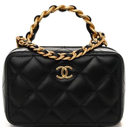 Chanel Lambskin Quilted Top Handle Mini Vanity Case Black 8 of 10
