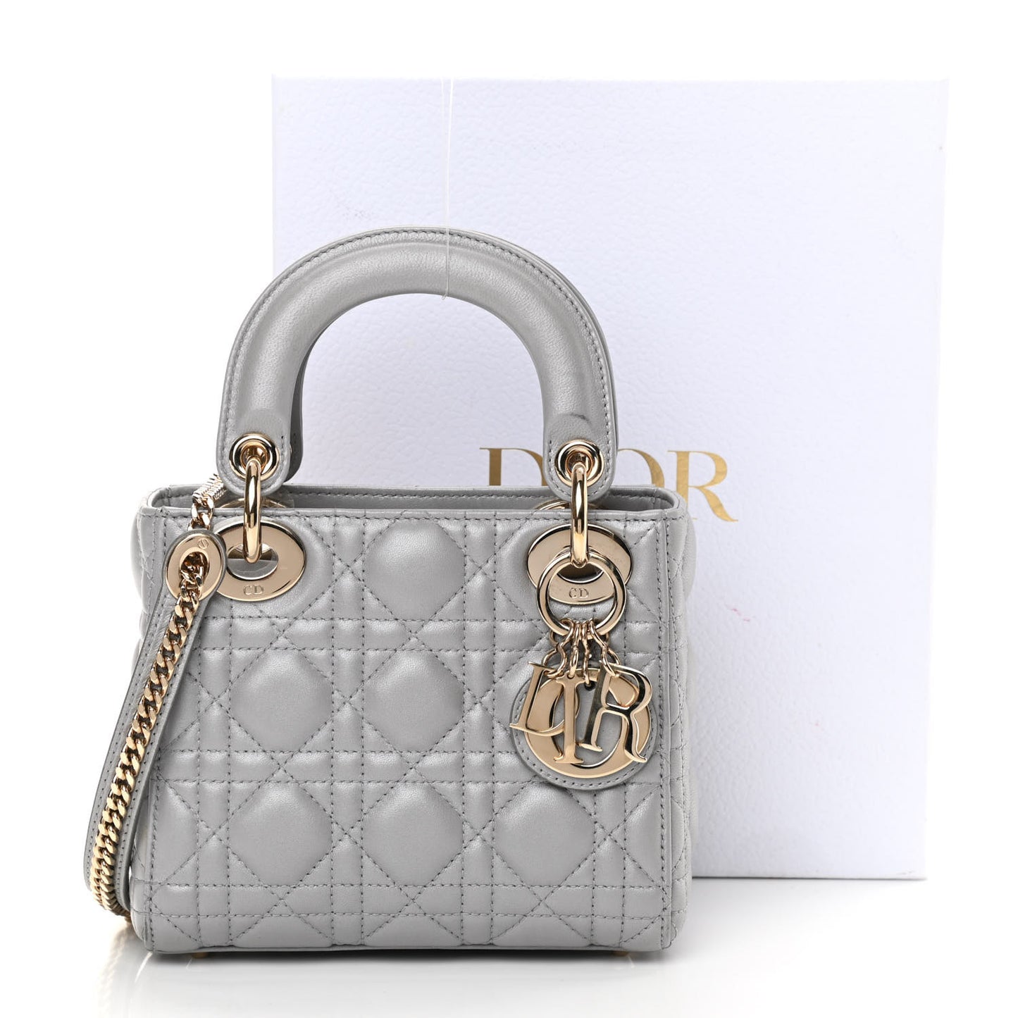 Lambskin Cannage Mini Lady Dior Grey