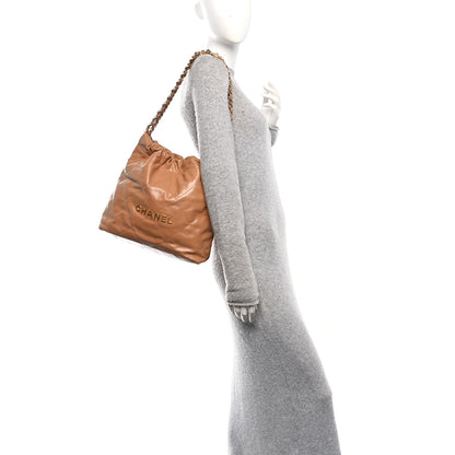 Chanel Shiny Calfskin Quilted Small Chanel 22 Beige 2 of 11