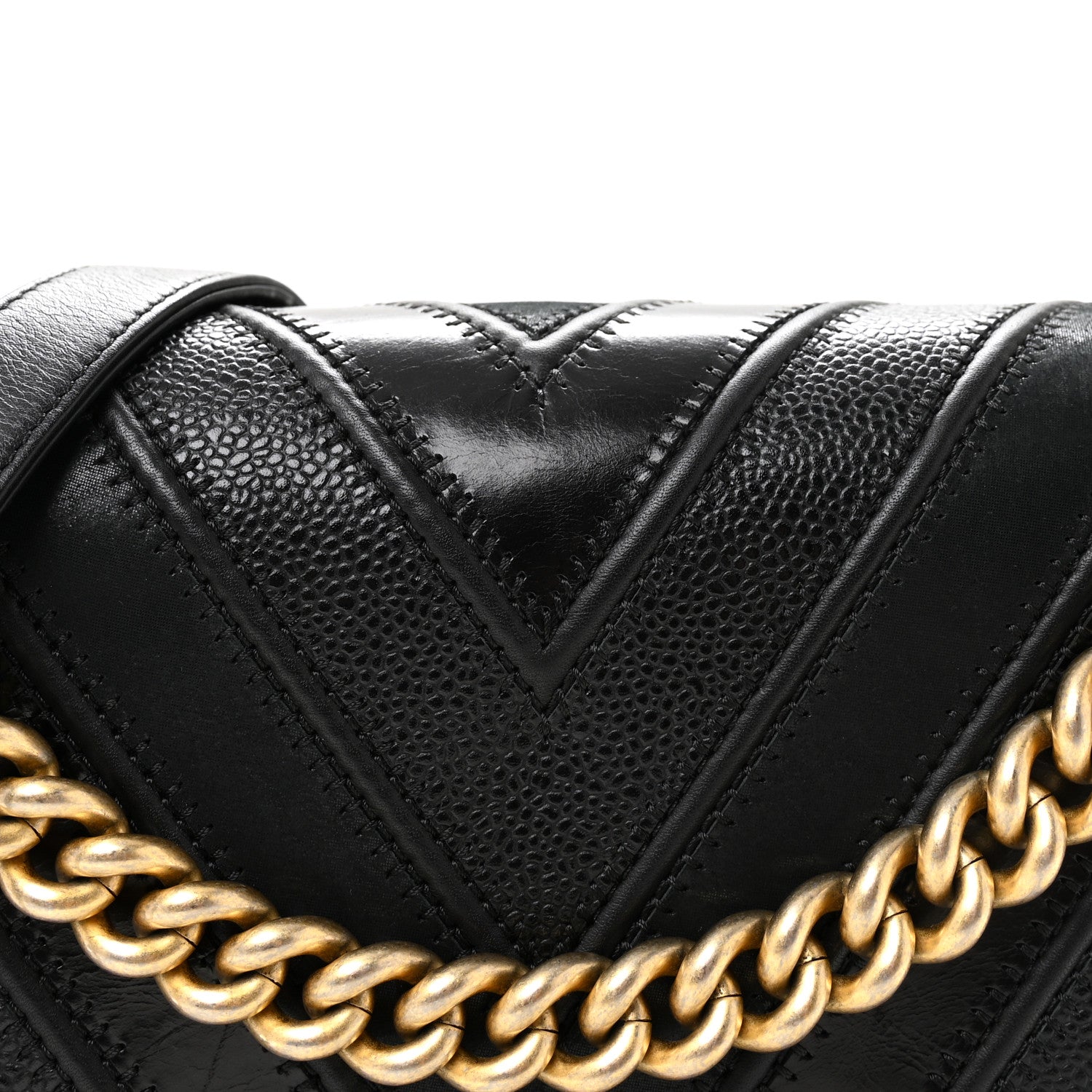 Chanel Calfskin Caviar Suede Chevron New Medium Boy Flap Black 8 of 10