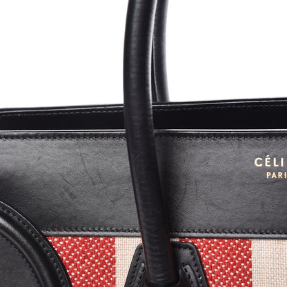 Celine Smooth Calfskin Canvas Bi-Color Striped Mini Luggage Red 9 of 14