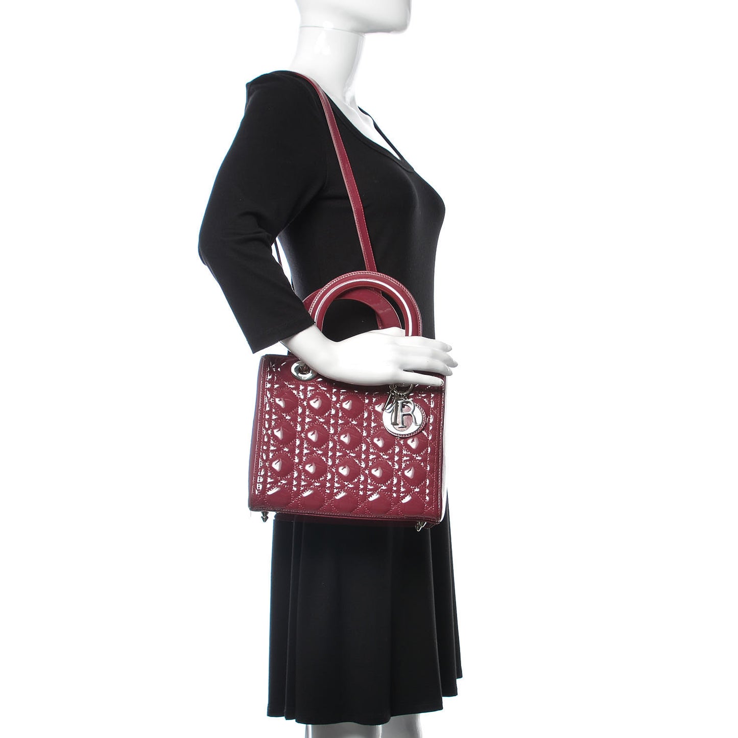 Patent Cannage Medium Lady Dior Dark Pink