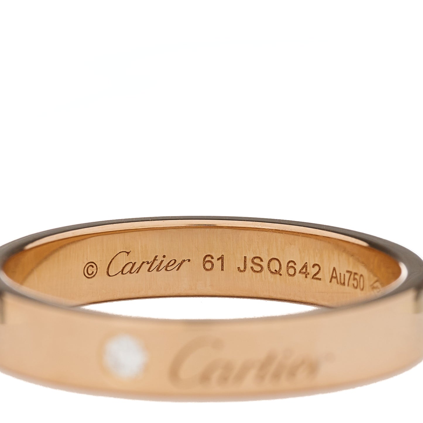 18K Pink Gold Diamond 4mm C De Cartier Wedding Band Ring 61 9.75