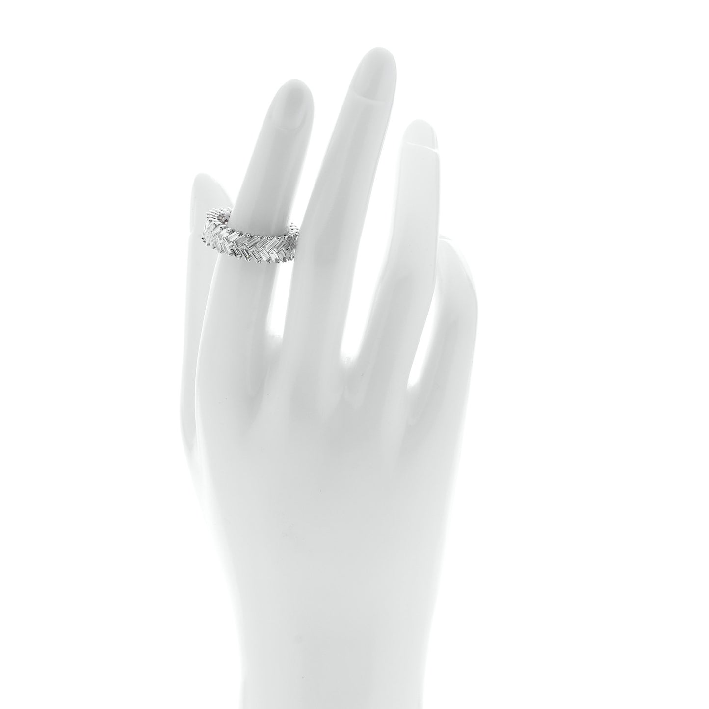 18K White Gold Diamond Zipper Ring 55 7.25