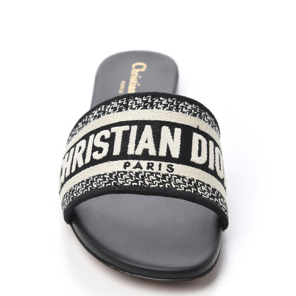 Christian Dior Canvas Embroidered Dway Mules Slide Sandals 36.5 Black 5 of 11