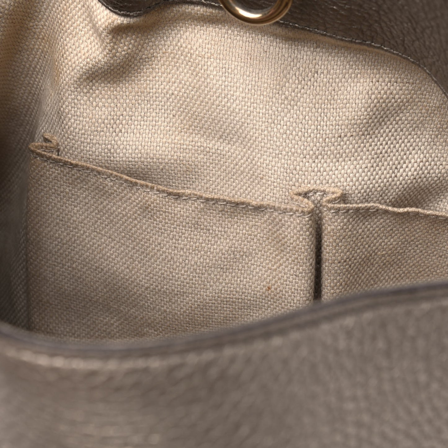 Metallic Pebbled Calfskin Medium Soho Chain Shoulder Bag Golden Beige