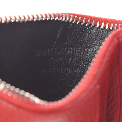 Saint Laurent Grained Calfskin 5 Fragments Zip Pouch Card Holder New Red 6 of 7