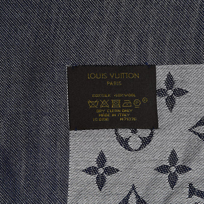 Louis Vuitton Silk Wool Monogram Denim Shawl Blue 3 of 3