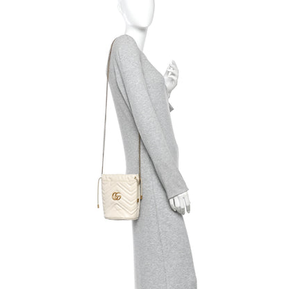 Gucci Calfskin Matelasse Mini GG Marmont 2.0 Bucket Bag White 2 of 14