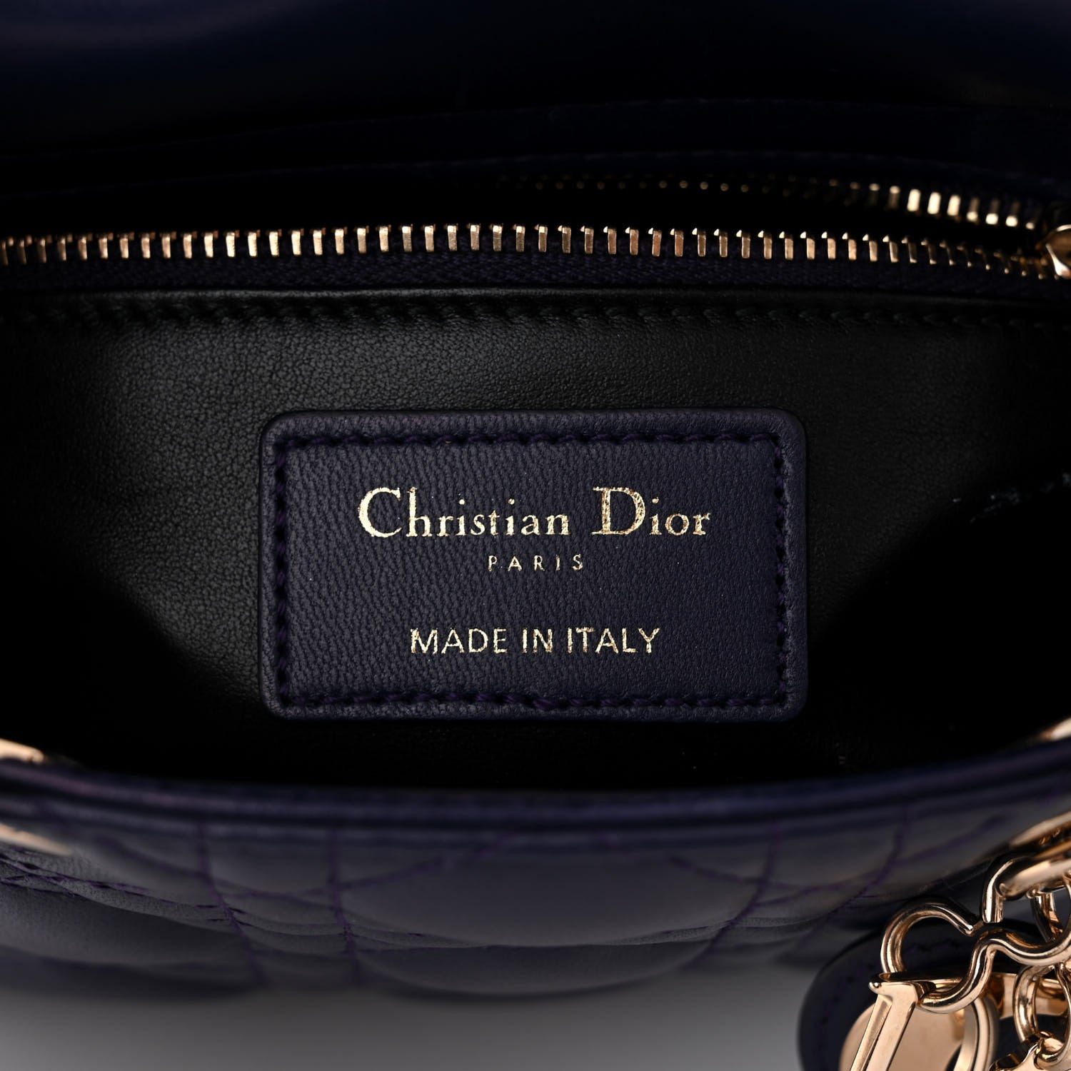 Christian Dior Lambskin Cannage Mini Lady Dior Navy Blue 6 of 11