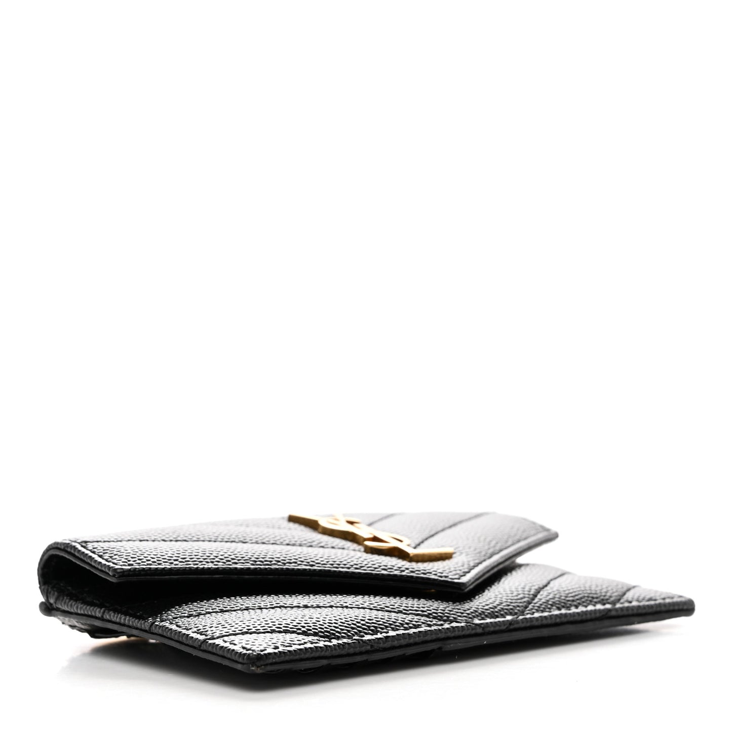 Grain De Poudre Matelasse Chevron Monogram Compact Wallet Black