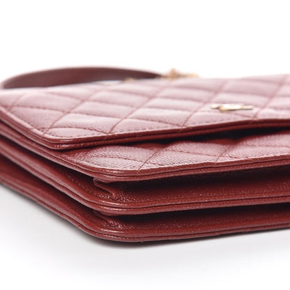 Chanel Iridescent Caviar Quilted Square Wallet On Chain WOC Burgundy 9 of 11