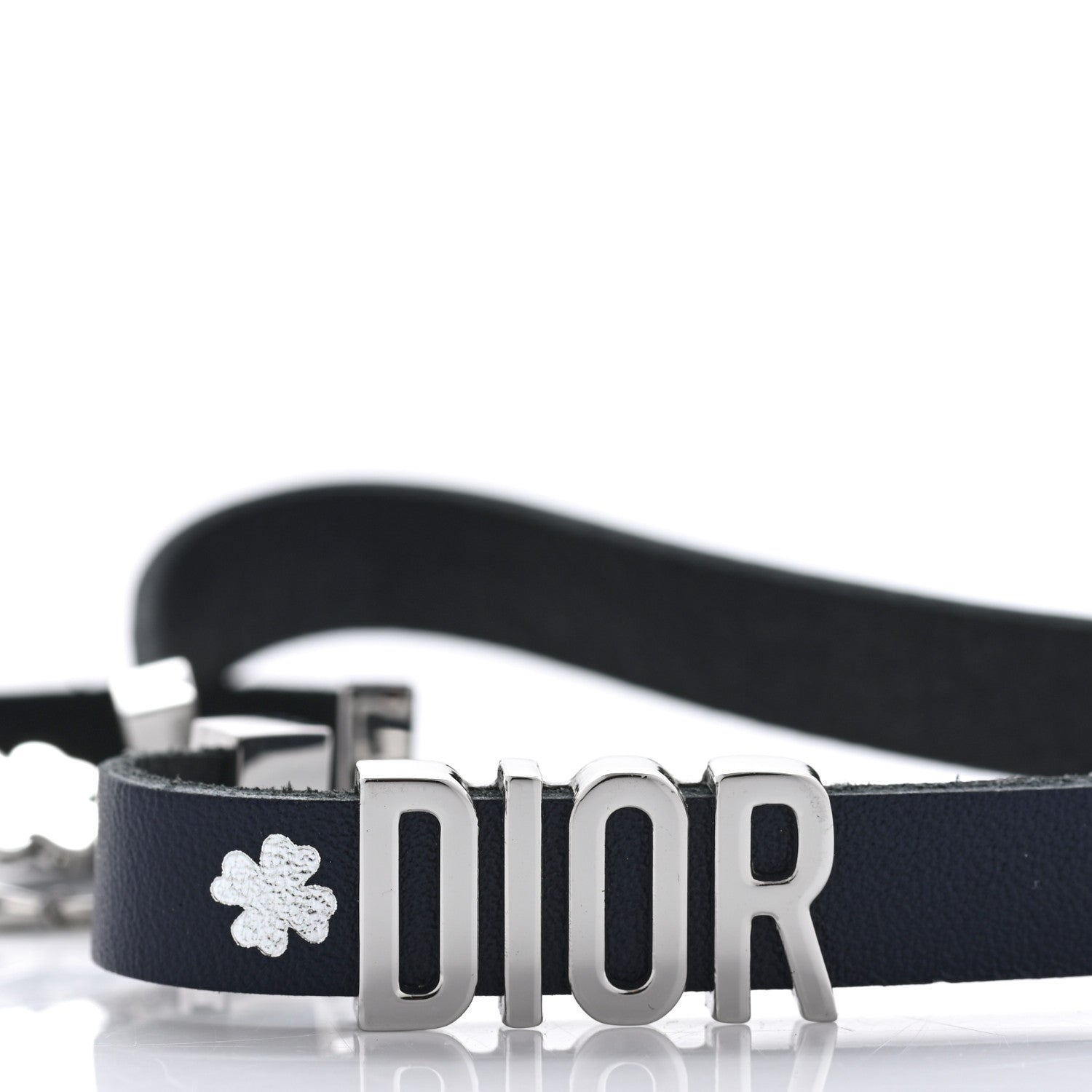 Christian Dior Calfskin Dior Clover Double Bracelet Navy 4 of 5