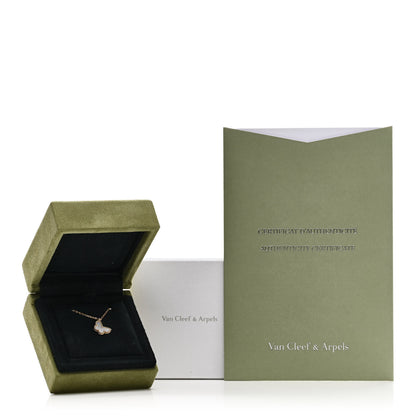 Van Cleef & Arpels 18K Yellow Gold Mother of Pearl Sweet Alhambra Butterfly Pendant Necklace 6 of 6
