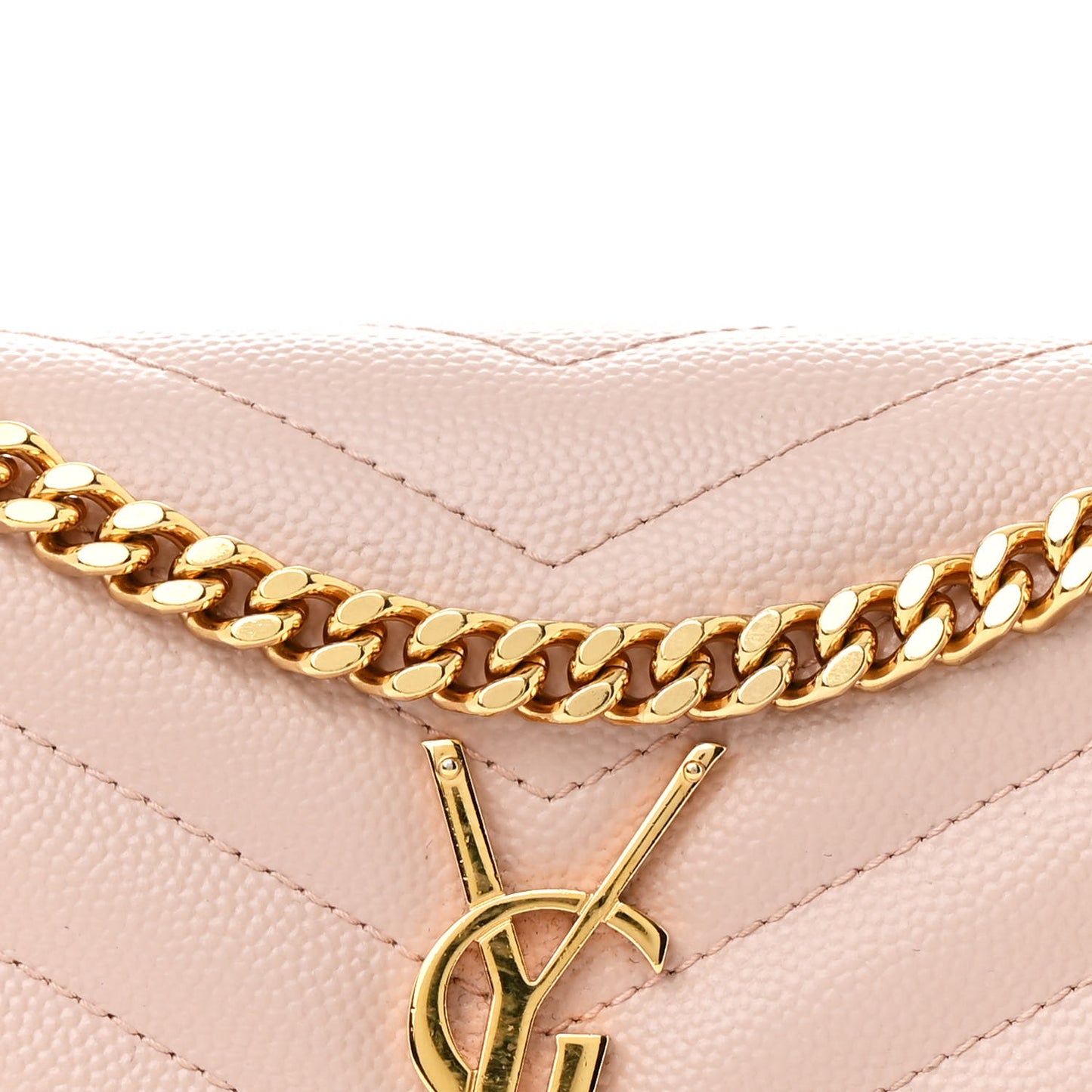 Grain De Poudre Matelasse Chevron Monogram Chain Wallet Pale Pink
