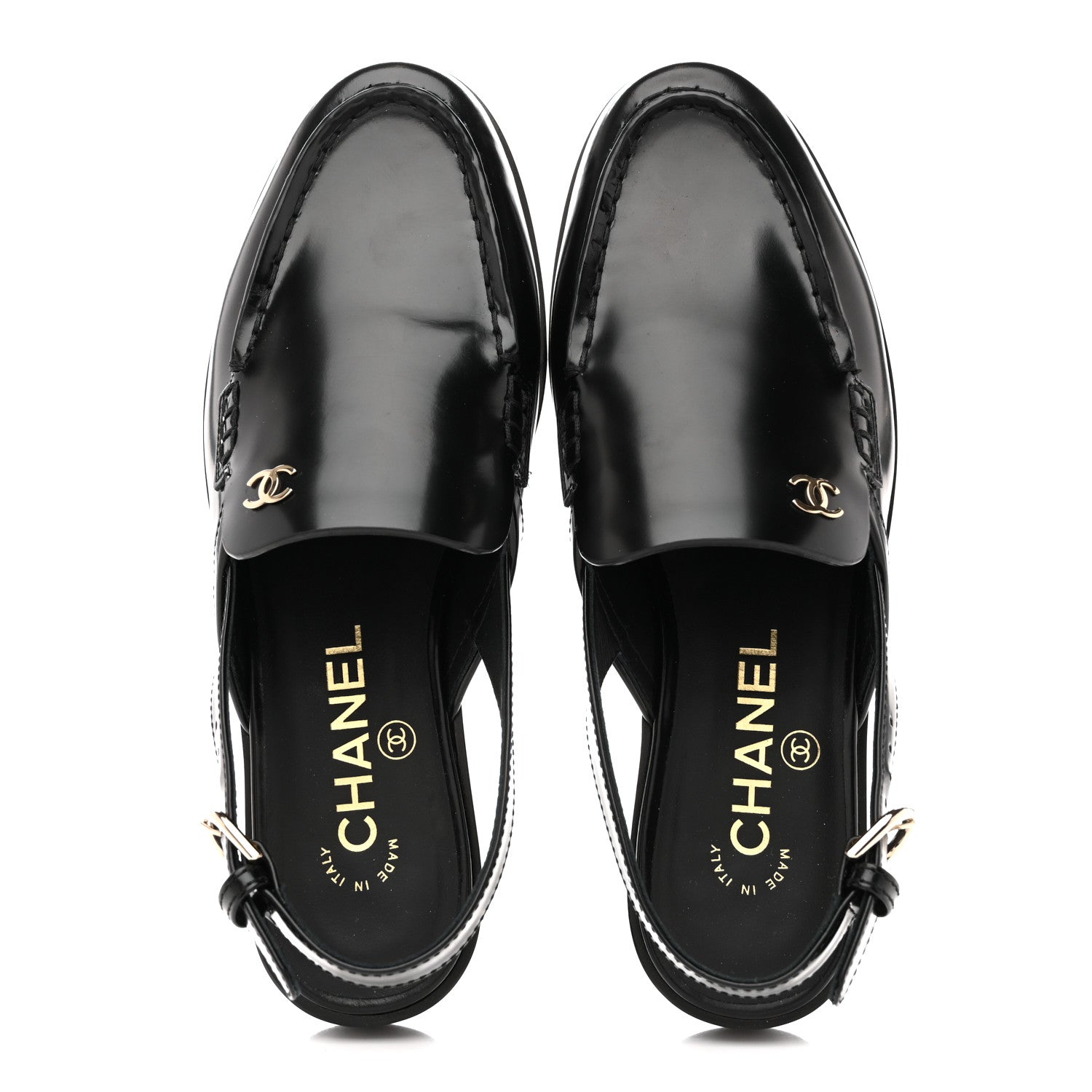 Chanel Shiny Calfskin Slingback Loafers 36.5 Black 2 of 10