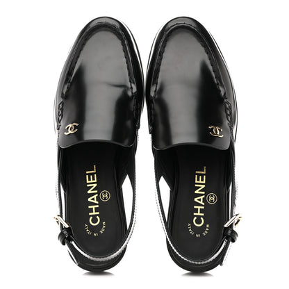 Chanel Shiny Calfskin Slingback Loafers 36.5 Black 2 of 10